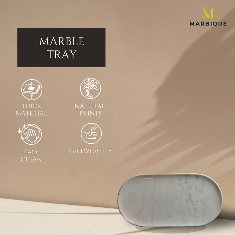 MARBIQUE Premium White Marble Tray Platter Serving Board 30×15 cm - Image 5