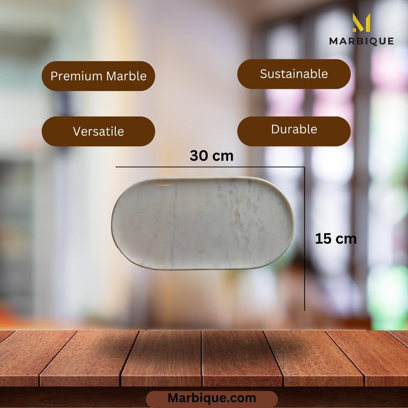 MARBIQUE Premium White Marble Tray Platter Serving Board 30×15 cm - Image 4