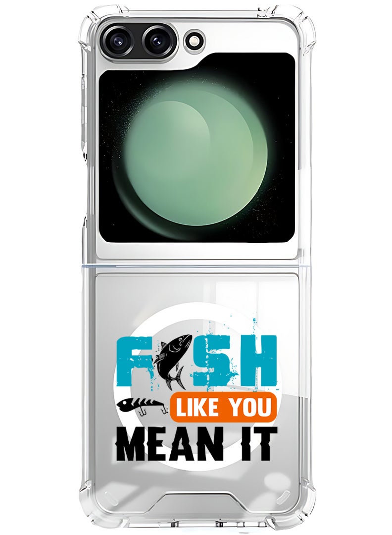 Theodor Magnetic Case for Samsung Galaxy Z Flip 6 Compatible with MagSafe Wireless Charging, Shockproof Phone Bumper Cover Fish like u mean it Black - Image 1