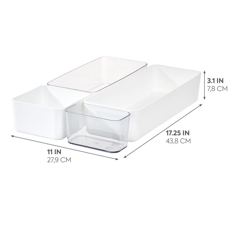 InterDesign Rosanna Pansino x iDesign Recycled Plastic Drawer Organizers, Set of 4, Clear/Marshmallow - Image 2