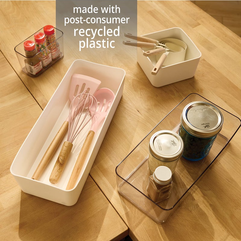 InterDesign Rosanna Pansino x iDesign Recycled Plastic Drawer Organizers, Set of 4, Clear/Marshmallow - Image 3