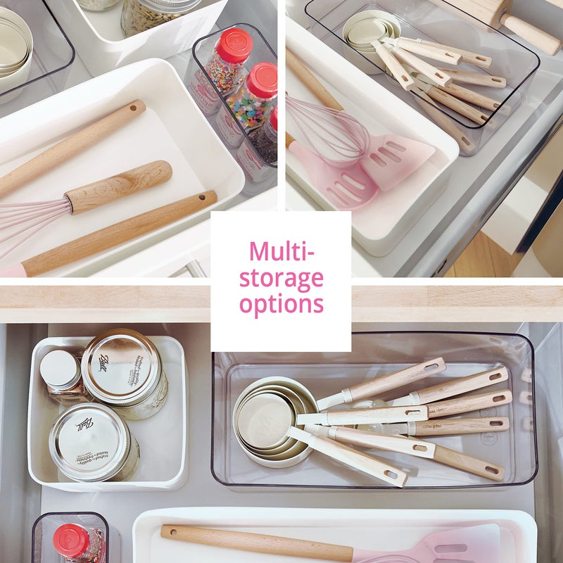 InterDesign Rosanna Pansino x iDesign Recycled Plastic Drawer Organizers, Set of 4, Clear/Marshmallow - Image 5