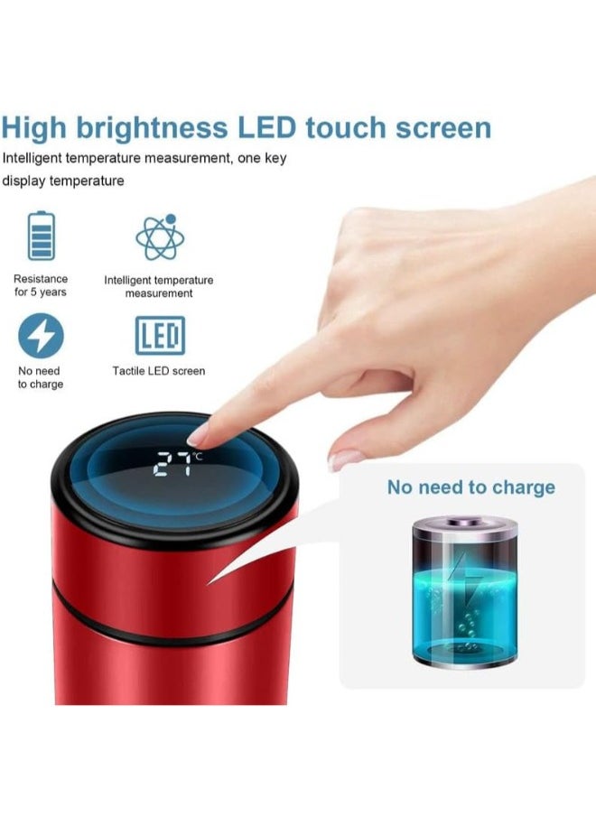 SHOPI - Smart Stainless Steel Thermal Mugs Insulation Water Bottle LED Temperature Display Intelligent Thermos Bottles Coffee Cups Red - Image 1