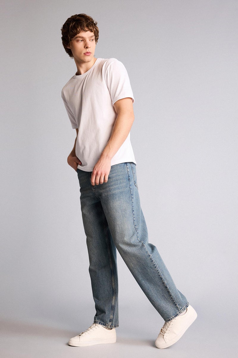 DeFacto Blue Man Baggy Fit Trousers Casual - Image 2