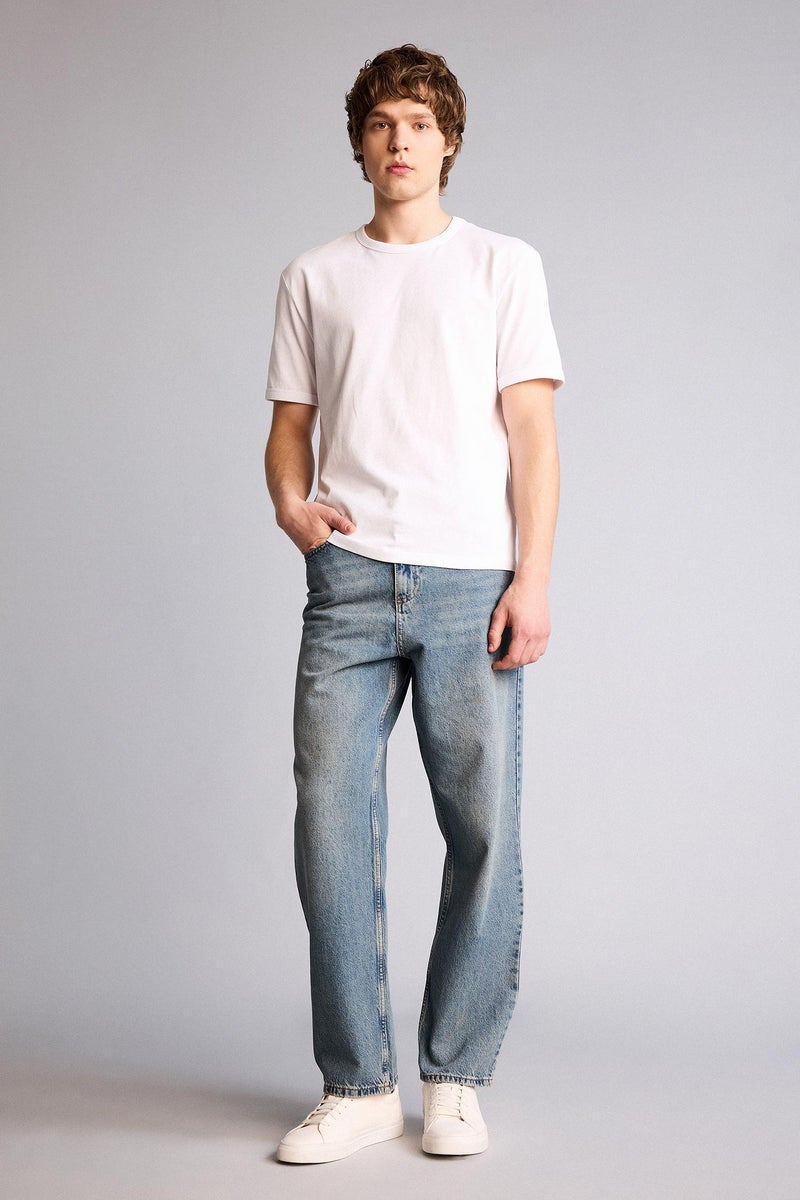 DeFacto Blue Man Baggy Fit Trousers Casual - Image 1