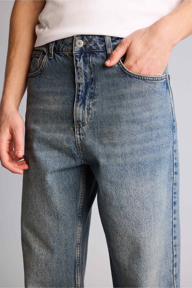 DeFacto Blue Man Baggy Fit Trousers Casual - Image 4