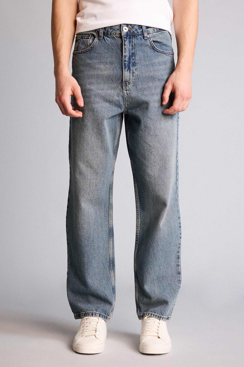 DeFacto Blue Man Baggy Fit Trousers Casual - Image 3