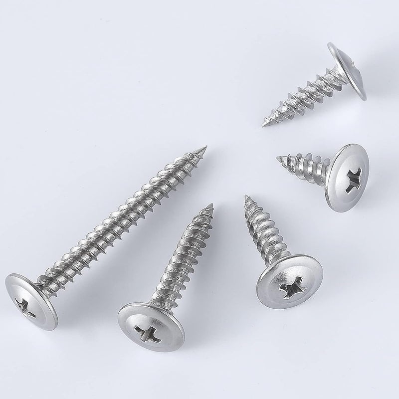 Wensilon (95 pcs)#8 Phillips Truss Head Wood Screws Stainless Steel 410 Quick Metal Self Tapping with Drywall Plastic Anchors Assortment Kit - Image 2