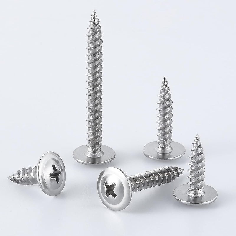 Wensilon (95 pcs)#8 Phillips Truss Head Wood Screws Stainless Steel 410 Quick Metal Self Tapping with Drywall Plastic Anchors Assortment Kit - Image 3