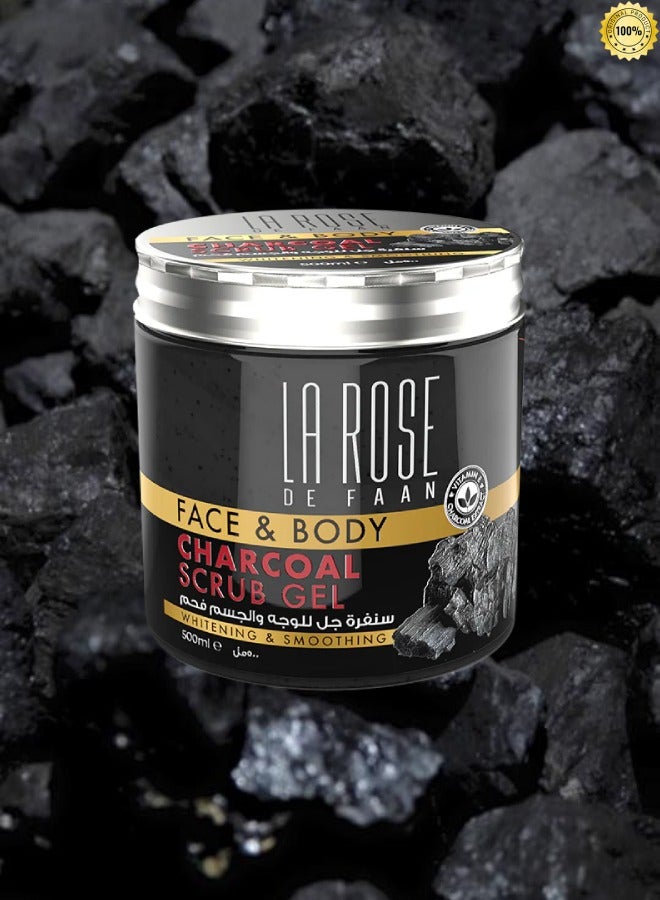 La Rose 8 Pieces De Faan Face And Body Charcoal Scrub Gel 500ml - Image 2