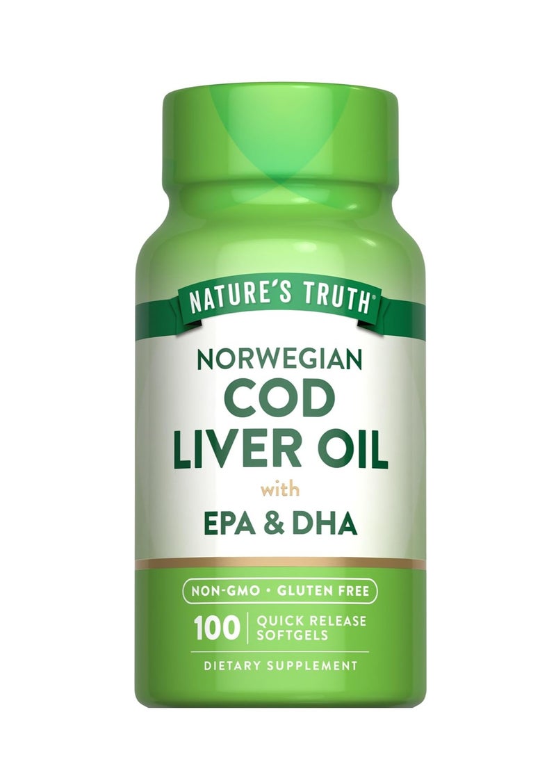 Nature's Truth Norwegian Cod Liver Oil | 100 Softgels  - Image 1