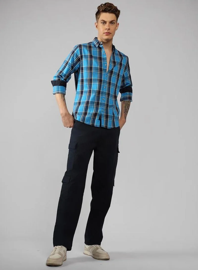 Dennis Lingo Men's Multicoloured 100% Cotton Checkered Button Down Shirt
