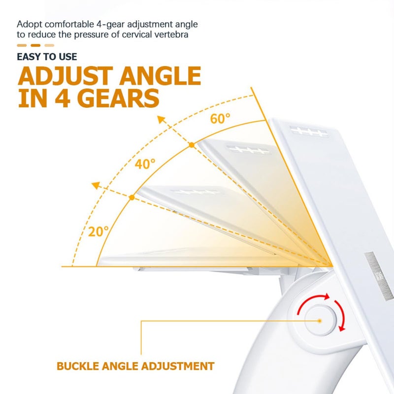 White Foldable Plastic Laptop Stand Anti Slip Portable Desktop Riser Holder For Reading Learning And Cooling - Image 3