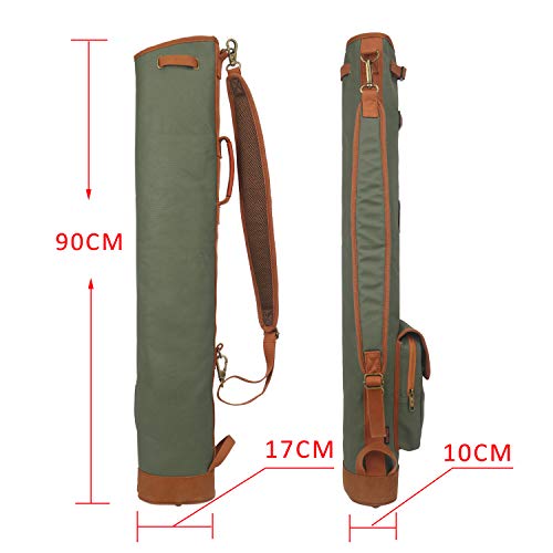 TOURBON Lightweight Golf Bag Practical Golf Travel Club Carrier Case with Golf Accessory Pouch - Green - Image 3