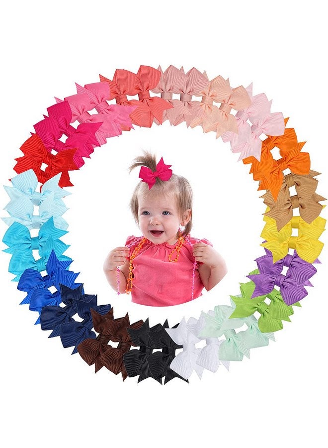 EWINEVER 40 Pieces Baby Hair Clips Mini Hair Clips for Girls 2 Inch Grosgrain Ribbon Hair Bows Baby Girls Alligator Hair Barrettes Hair Accessories for Girls Kids Baby Toddlers (20 Colors) - Image 1