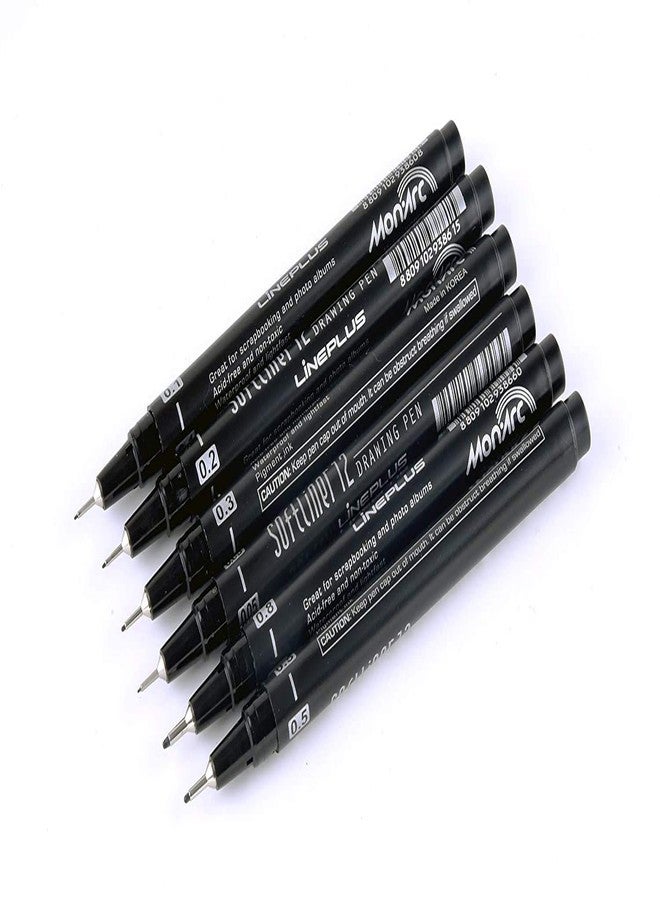 Lineplus Professional Fineliner Pens Set of 6 - Image 3