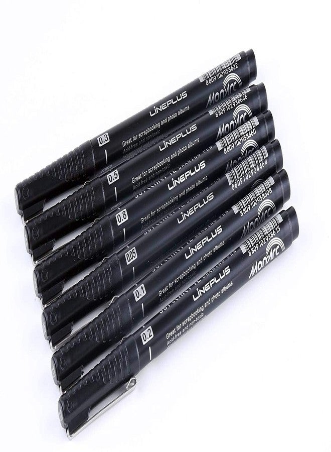 Lineplus Professional Fineliner Pens Set of 6 - Image 4