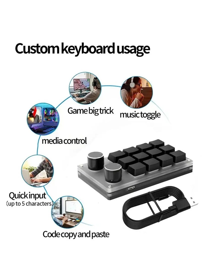 AROAQ Programming Macro Keyboard Custom Knob Keyboard 12 Key 2 Knob Gaming Mini Keyboard Copy Paste Photoshop Hotswap Keypad - Image 2