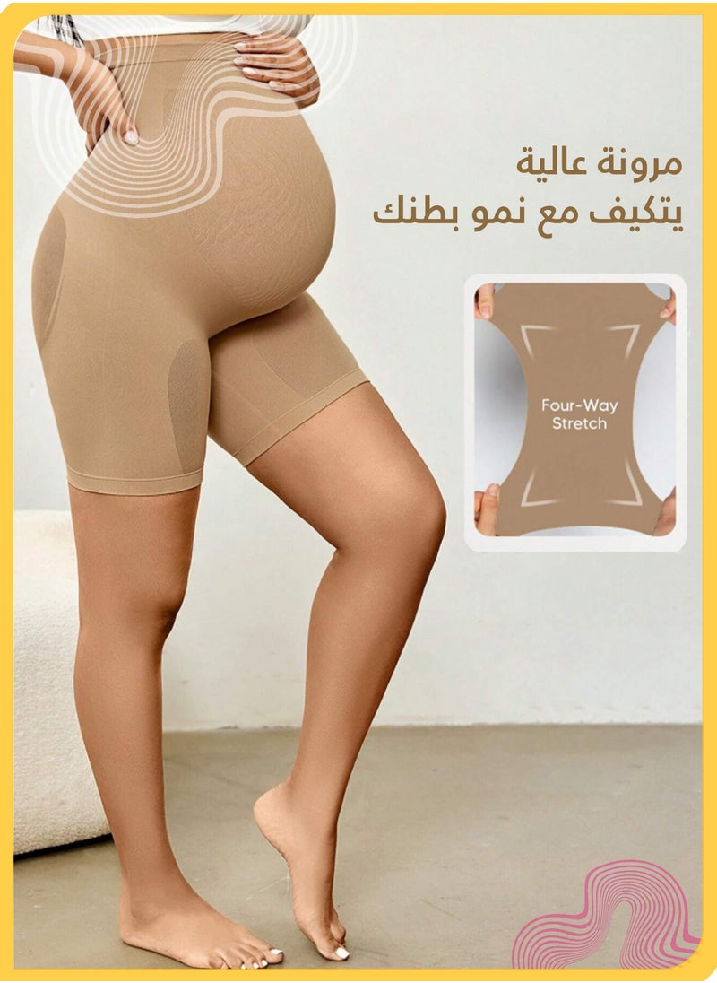 شي آند ليتل بنطلونات دعم الأمومة، ملابس داخلية بدون درزات مع دعم للبطن، شورت حمل ناعم ومرن وجيد التهوية مناسب للفساتين  - Image 3