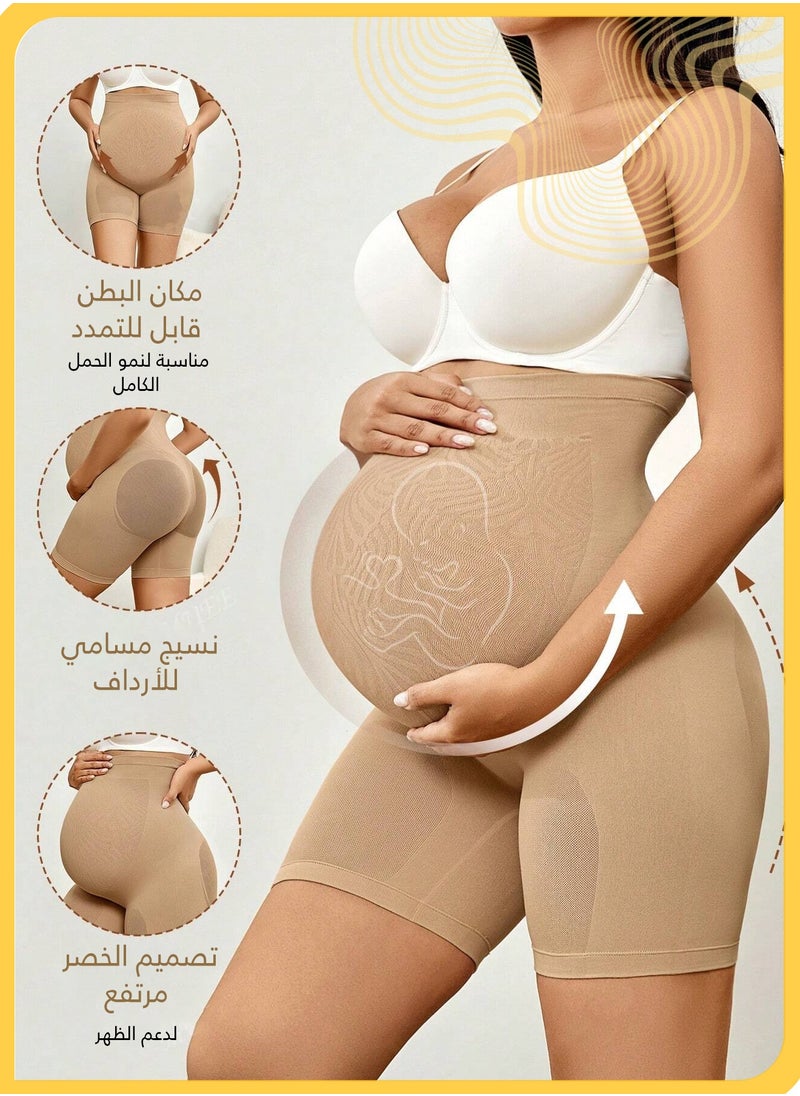شي آند ليتل بنطلونات دعم الأمومة، ملابس داخلية بدون درزات مع دعم للبطن، شورت حمل ناعم ومرن وجيد التهوية مناسب للفساتين  - Image 4