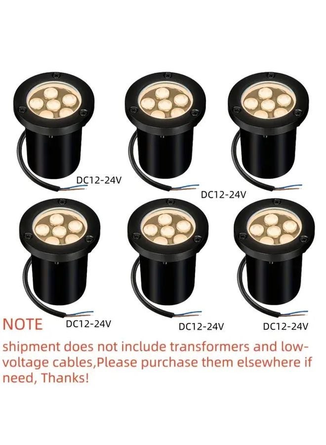 6 قطع من أضواء LED أرضية بيضاء دافئة 6 واط منخفضة الجهد مقاومة للماء IP67 للمناظر الطبيعية الخارجية - Image 1