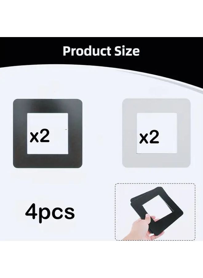 4Pcs Matte Black And White Square Switch Panel Cover Self Adhesive No Drilling Easy Install - Image 1