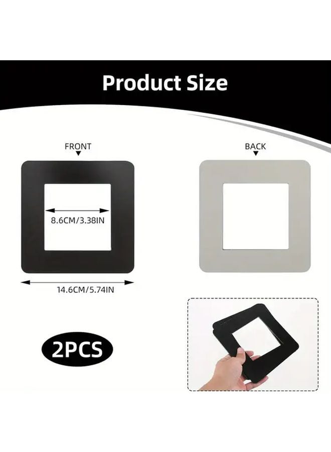 4Pcs Matte Black And White Square Switch Panel Cover Self Adhesive No Drilling Easy Install - Image 4