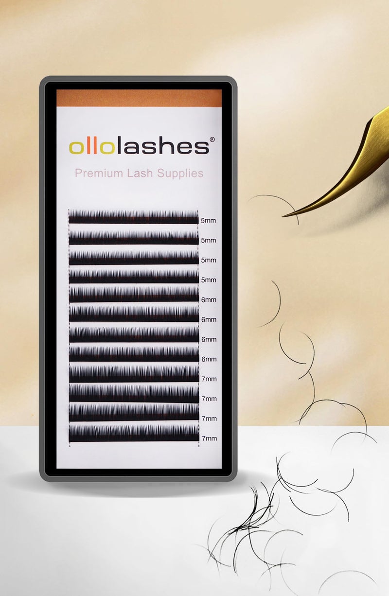 OLLOLASHES Bottom Lash Extension J Curl 0.07mm Mix5-7mm 5mm 6mm 7mm Black Color Bottom Lash Extensions, Professional Supplies for Lash Techs (Bottom-J-0.07, 5-7mm) - Image 1
