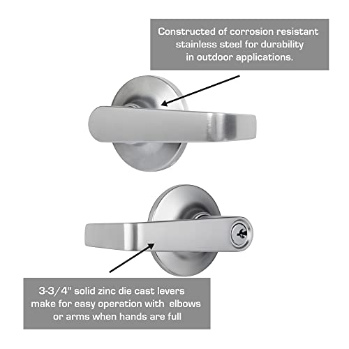 BRINKS Commercial - Light Duty Keyed Door Entry Storeroom Lever, Satin Chrome Finish - Meets ANSI Grade 2 Standards and is ADA Compliant - Image 3