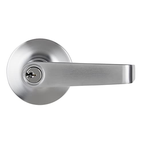 BRINKS Commercial - Light Duty Keyed Door Entry Storeroom Lever, Satin Chrome Finish - Meets ANSI Grade 2 Standards and is ADA Compliant - Image 1