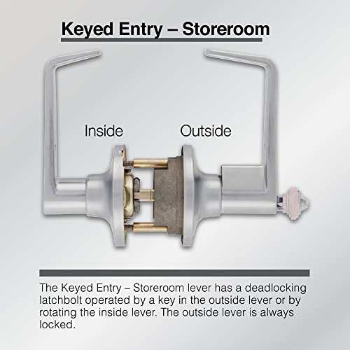 BRINKS Commercial - Light Duty Keyed Door Entry Storeroom Lever, Satin Chrome Finish - Meets ANSI Grade 2 Standards and is ADA Compliant - Image 4