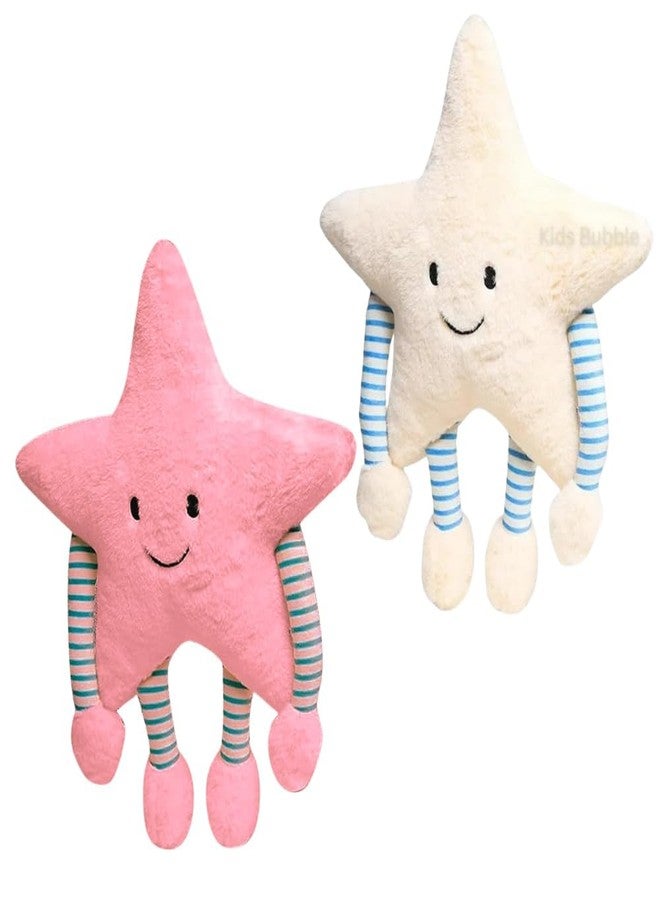 Fun4you Star Pillow Combo Set for Kids | Soft Plush Cushion with Hanging Legs | Cute Nursery Room Decor | Hugging Pillow for Baby Boys & Girls | Super Soft Stuffed Star Toys (W&Pink) - Image 1