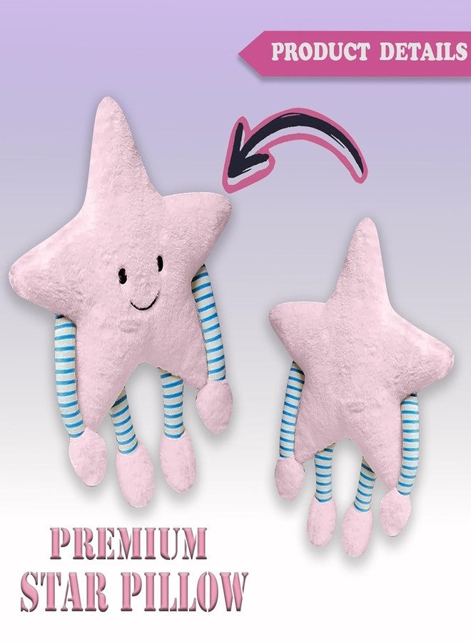 Fun4you Star Pillow Combo Set for Kids | Soft Plush Cushion with Hanging Legs | Cute Nursery Room Decor | Hugging Pillow for Baby Boys & Girls | Super Soft Stuffed Star Toys (W&Pink) - Image 2