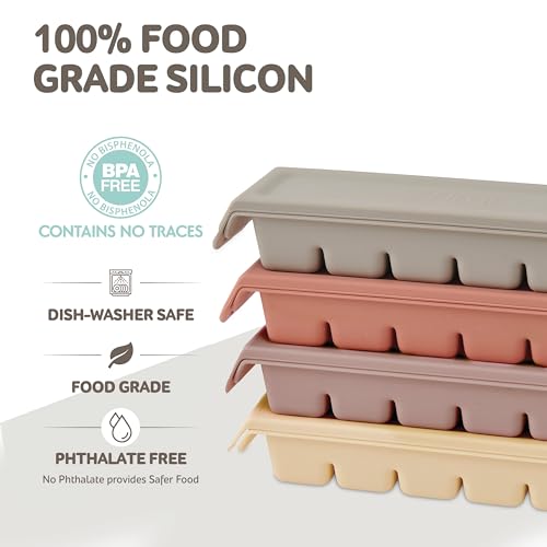 Firgi 12 Section-0.5oz, Gray 100% Food Grade Silicone Ice Cube Tray Food Container with Airtight Locking Lid, Fruit Vegetable Purees, Breastmilk Storage for Baby & Toddler Food | BPA Free Korea Made - Image 2