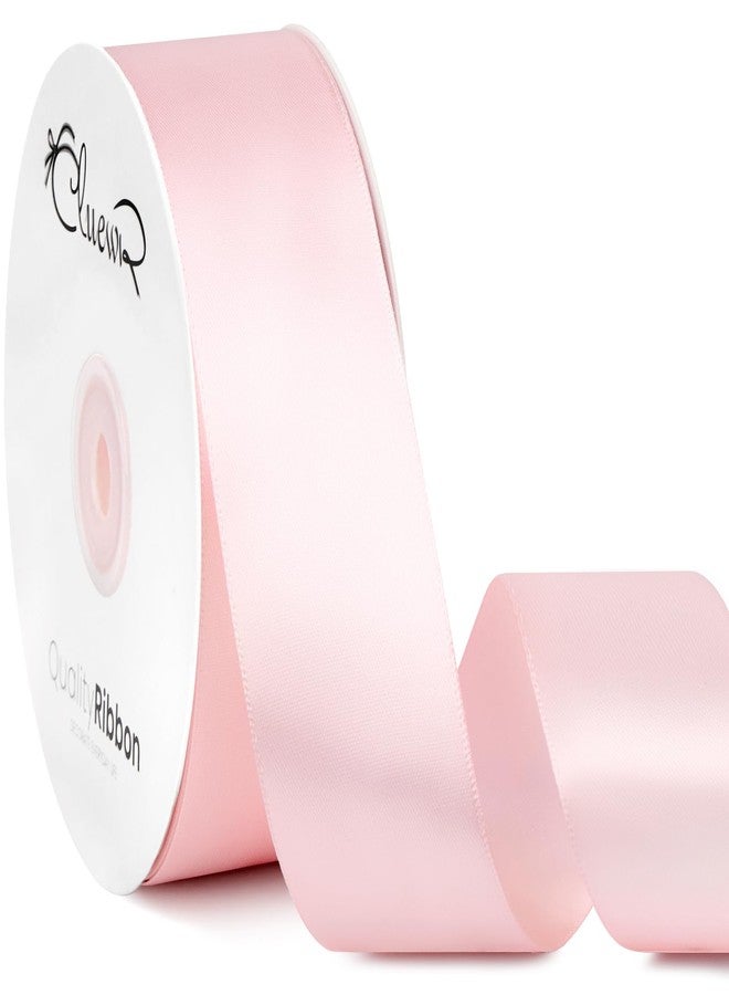 CLUEWR Double Faced Light Pink Satin Ribbon, 1-1/2 Inches 50 Yards Fabric Ribbon Roll for Flower Bouquets, Gift Wrapping, Handmade Craft, Wedding Party Decoration - Image 1