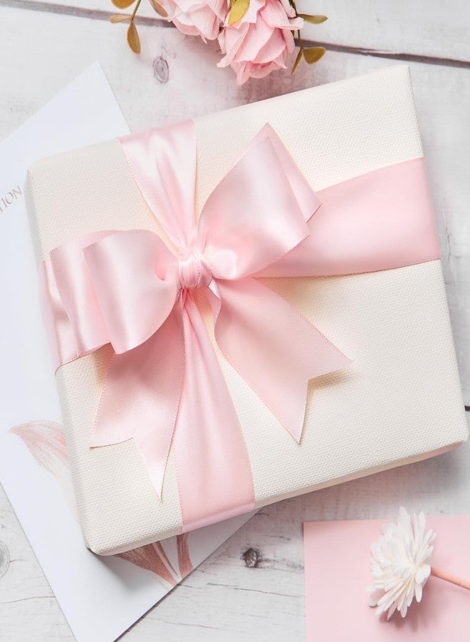 CLUEWR Double Faced Light Pink Satin Ribbon, 1-1/2 Inches 50 Yards Fabric Ribbon Roll for Flower Bouquets, Gift Wrapping, Handmade Craft, Wedding Party Decoration - Image 4