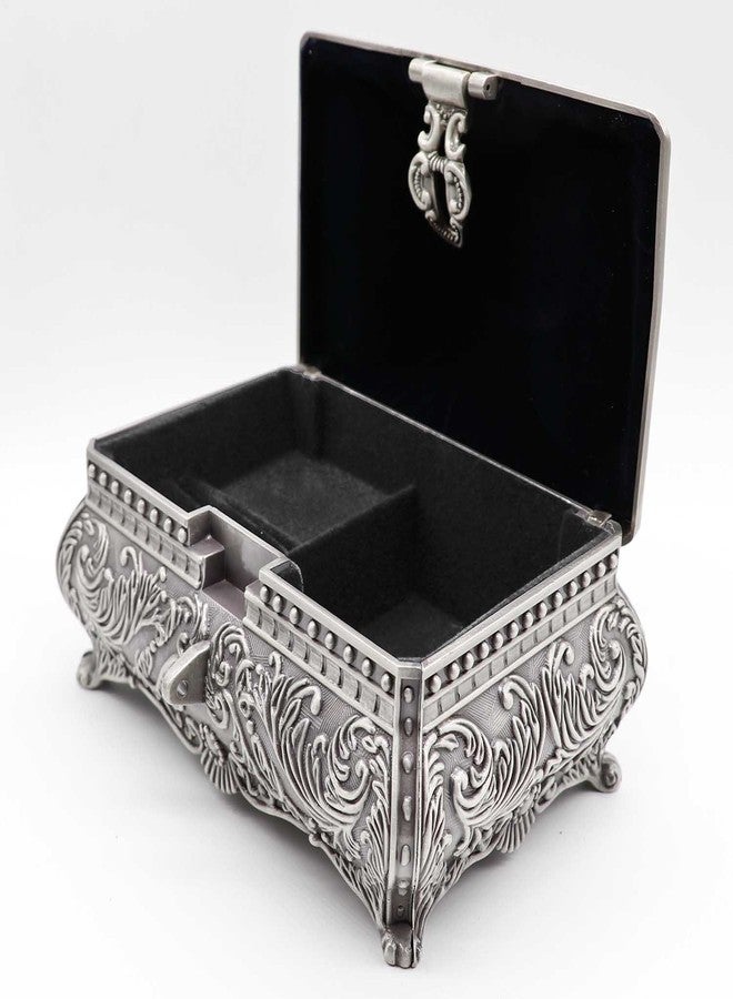 AVESON Rectangle Antique Metal Jewelry Box Trinket Storage Organizer Gift Box Chest Ring Case with Floral Engraved for Girls Ladies Women, Large - Image 5