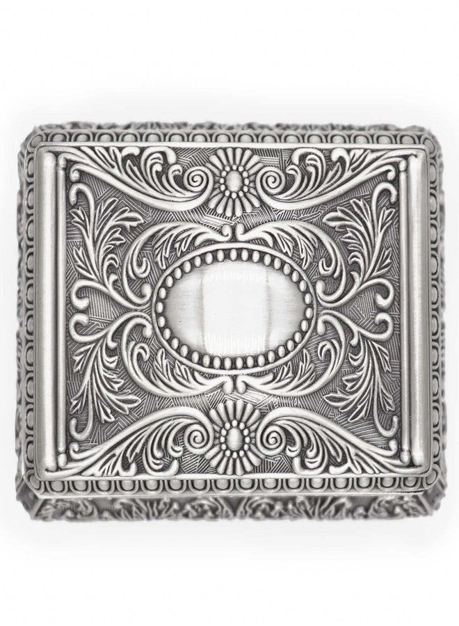AVESON Rectangle Antique Metal Jewelry Box Trinket Storage Organizer Gift Box Chest Ring Case with Floral Engraved for Girls Ladies Women, Large - Image 4