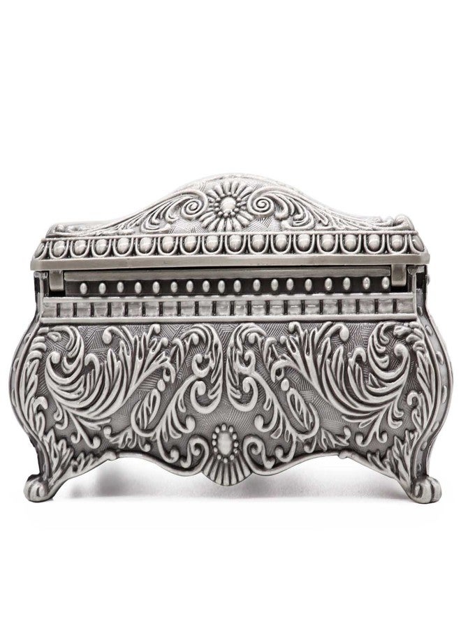 AVESON Rectangle Antique Metal Jewelry Box Trinket Storage Organizer Gift Box Chest Ring Case with Floral Engraved for Girls Ladies Women, Large - Image 3