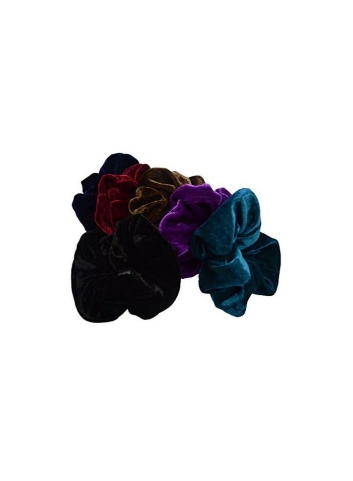STAR BEJA United Fashion 6 Pack Mix Color Large Velvet Scrunchies Elastic Hair Ties Ropes - Image 2