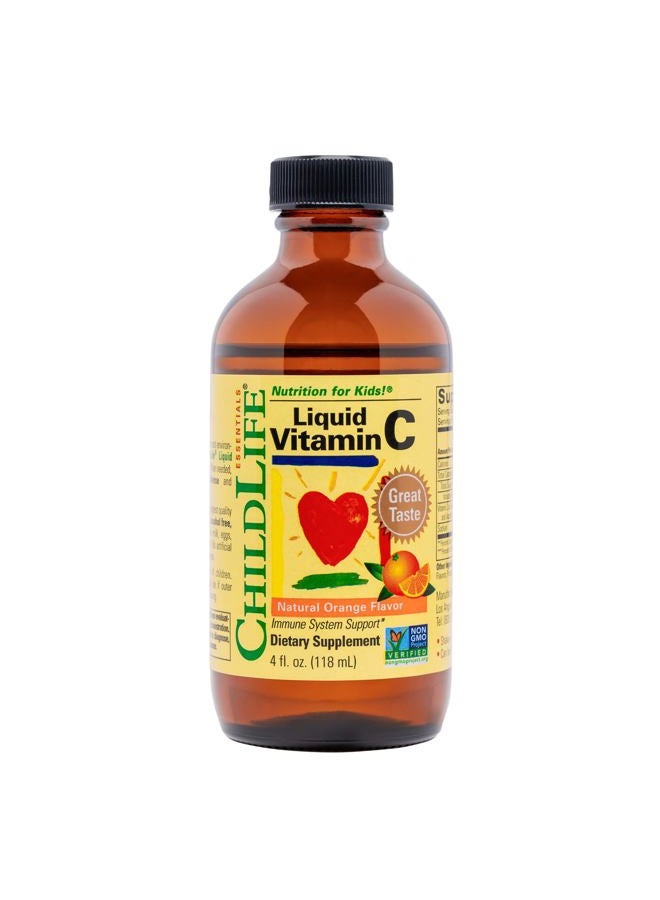 CHILDLIFE Child Life Liquid Vitamin C, Orange Flavor, Glass Bottle, 4-Ounce - Image 1