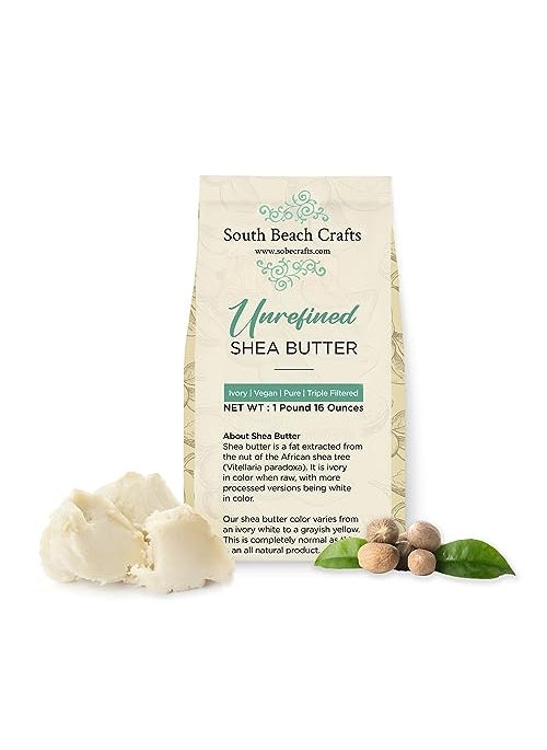 South Beach Crafts - South Beach Crafts 100% Raw Unrefined Shea Butter African Grade A 1 Pound (16 oz) for Shea Creams, Soap Making, Skin, Hair and More - Image 1