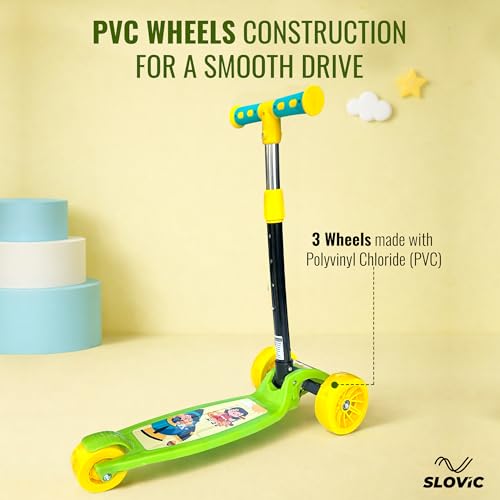 Slovic Kick Scooter for Kids 3+ Years with Adjustable Handle Height | 3 Wheels Kids Scooter Toys | Foldable Kick Skating Cycle | Skating Scooter Birthday Gift for Kids | BIS Approved - Image 3