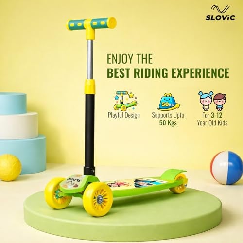 Slovic Kick Scooter for Kids 3+ Years with Adjustable Handle Height | 3 Wheels Kids Scooter Toys | Foldable Kick Skating Cycle | Skating Scooter Birthday Gift for Kids | BIS Approved - Image 2