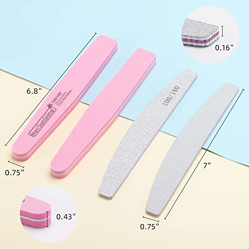 BTYMS 35 Count 100180 Grit Nail Files and Buffers Set Double Sided Emery Boards Washable Buffing Blocks for Natural Nails and Acrylic Nails - Image 5