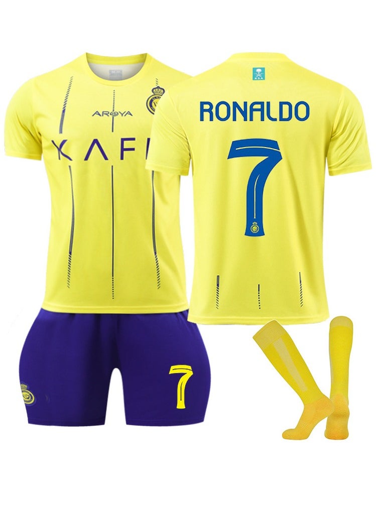 Generic - Football Jersey Set for Kids Boys Girls Football Jersey Kit Children Football Uniforms Short-sleeved Football Shirts With Socks Sportswear (E) - Image 1