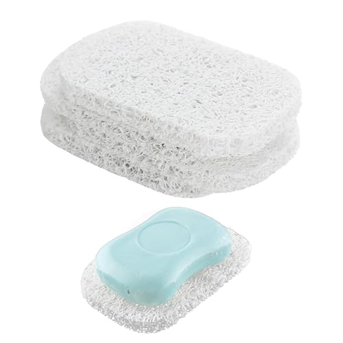 Snowkingdom 4 Pack White Soap Saver Holder for Bar Soap Shower Bathroom Dish Self Draining Lift Pad Porous Construction air circulate 2.9" x 4.5" PVC Non-BPA Non-Slip Durable - Image 1