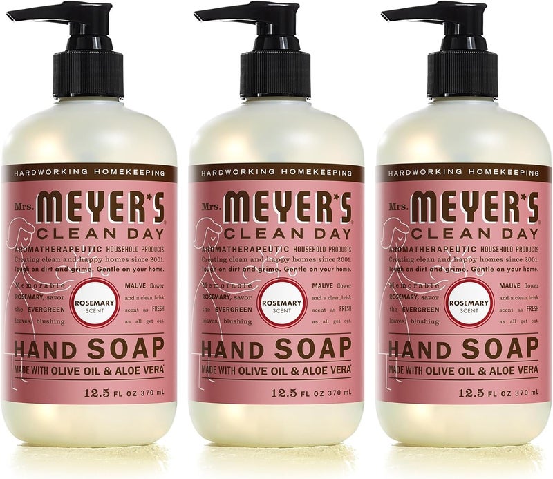 MRS. MEYER'S CLEAN DAY Liquid Hand Soap, Cruelty Free and Biodegradable Formula, Rosemary Scent, 12.5 oz- Pack of 3 - Image 1