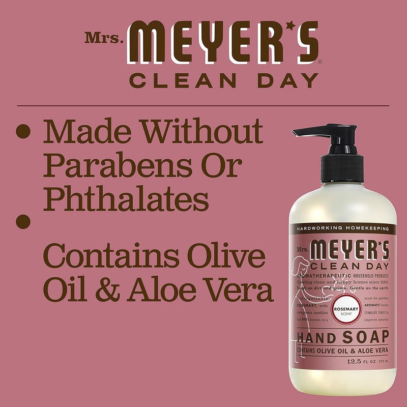 MRS. MEYER'S CLEAN DAY Liquid Hand Soap, Cruelty Free and Biodegradable Formula, Rosemary Scent, 12.5 oz- Pack of 3 - Image 4