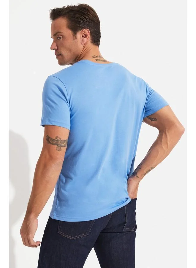 جون June Men Regular Fit Basic Short Sleeve Crew Neck Tshirt Light Blue